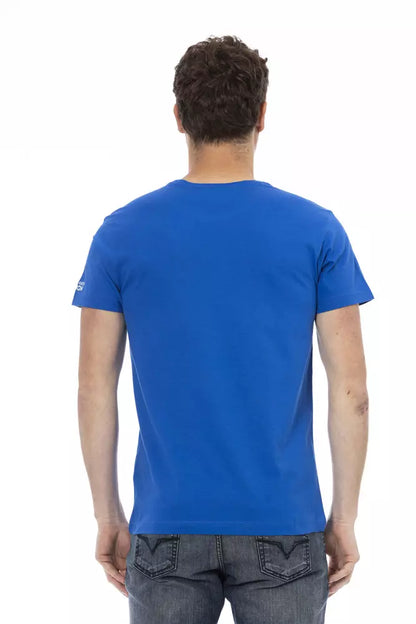 Camiseta de algodón azul Trussardi Action para hombre