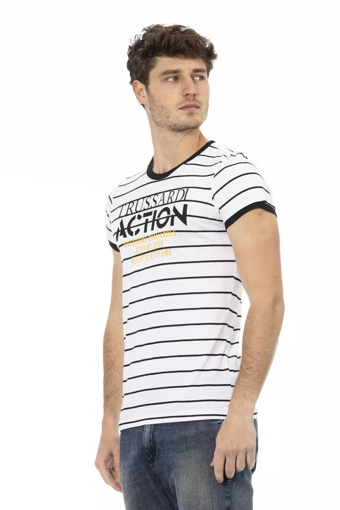 Camiseta de algodón blanca para hombre Trussardi Action