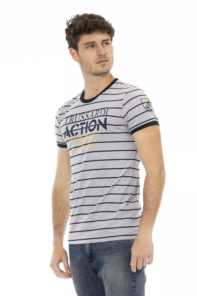 Camiseta de algodón gris Trussardi Action para hombre