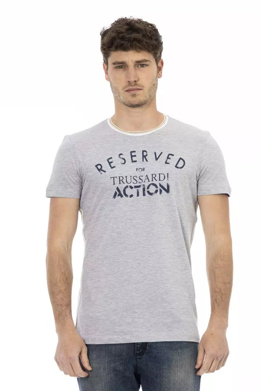 Camiseta de algodón gris Trussardi Action para hombre