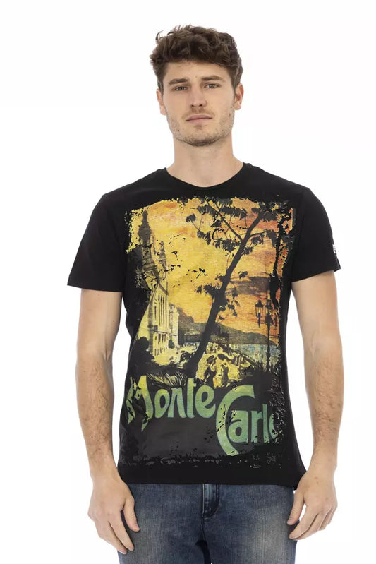 Camiseta negra de algodón para hombre Trussardi Action