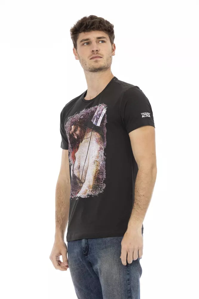 Camiseta de algodón negra para hombre Trussardi Action