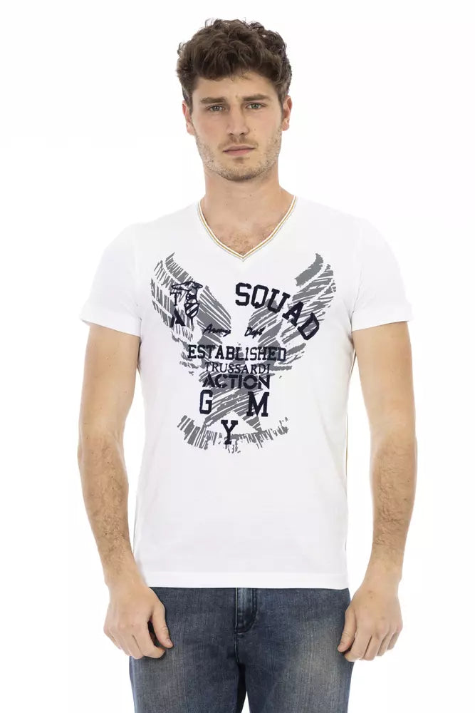 Camiseta de algodón blanca para hombre Trussardi Action