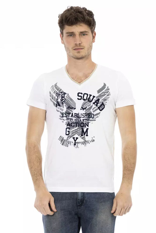 Camiseta de algodón blanca para hombre Trussardi Action
