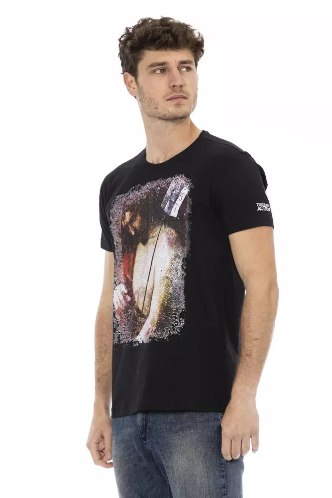 Camiseta de algodón negra para hombre Trussardi Action