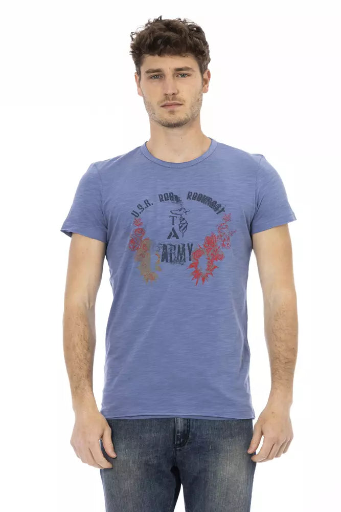 Camiseta de algodón azul Trussardi Action para hombre