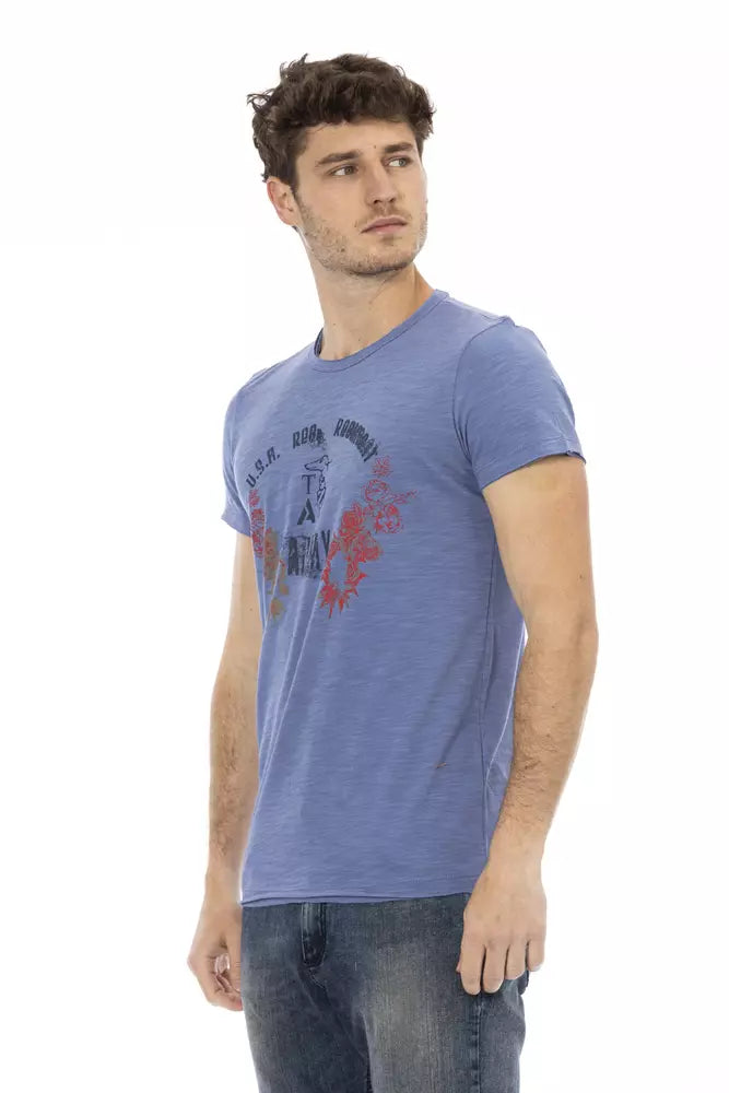 Camiseta de algodón azul Trussardi Action para hombre