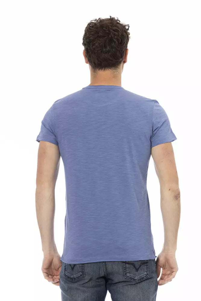 Camiseta de algodón azul Trussardi Action para hombre