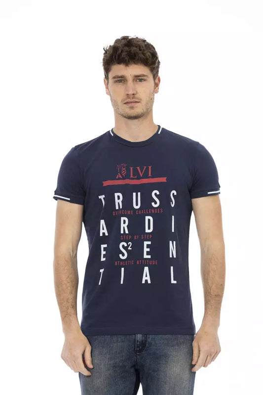Camiseta de algodón azul Trussardi Action para hombre