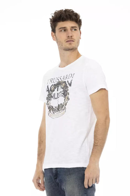 Camiseta de algodón blanca para hombre Trussardi Action