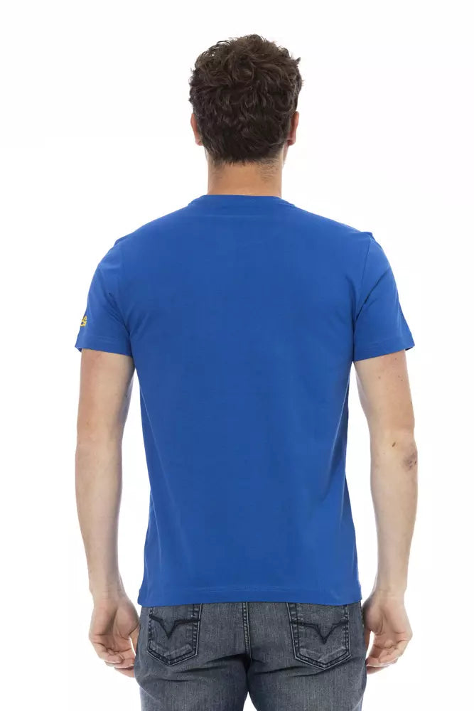 Camiseta de algodón azul Trussardi Action para hombre