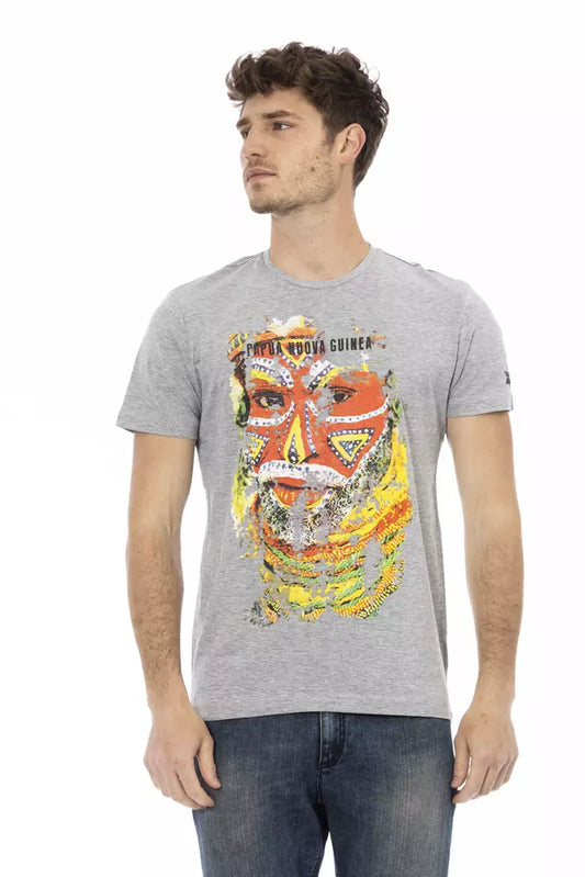 Camiseta de algodón gris Trussardi Action para hombre