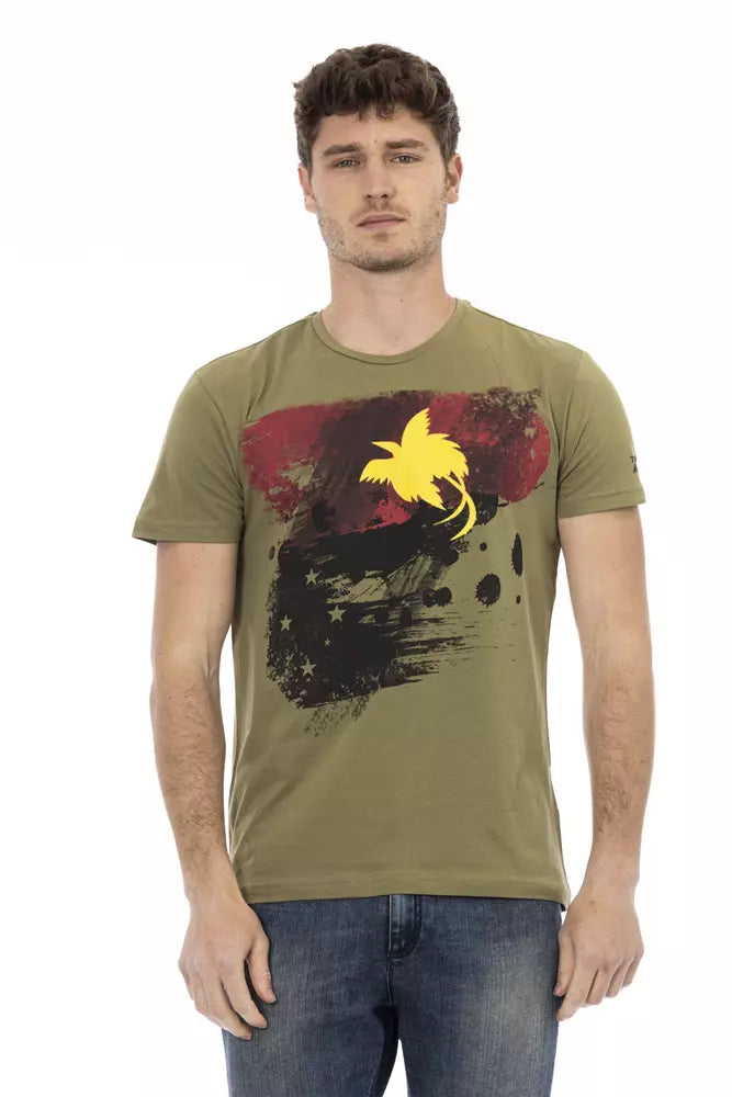 Camiseta de algodón verde Action de Trussardi para hombre
