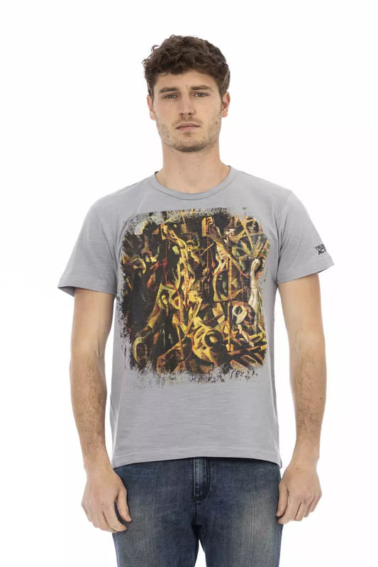 Camiseta de algodón gris Trussardi Action para hombre