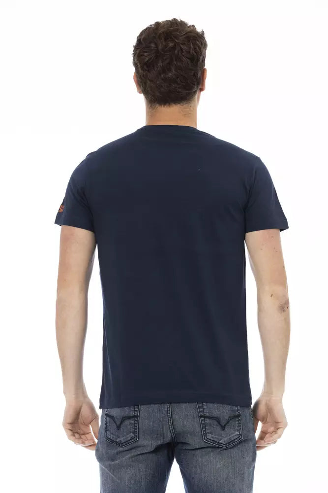 Camiseta de algodón azul Trussardi Action para hombre