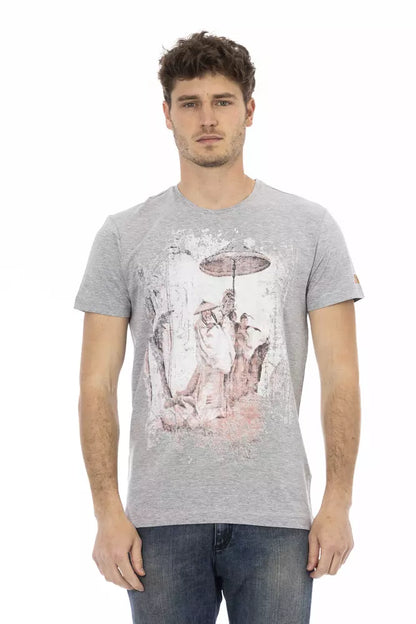 Camiseta de algodón gris Trussardi Action para hombre