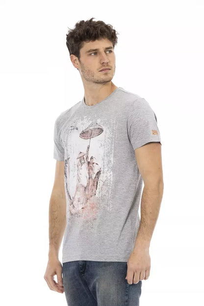 Camiseta de algodón gris Trussardi Action para hombre