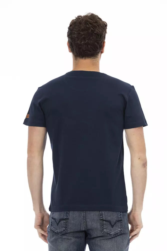 Camiseta de algodón azul Trussardi Action para hombre