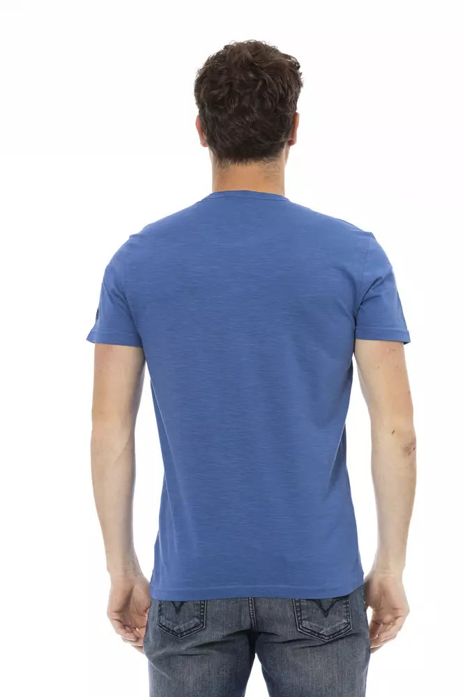 Camiseta de algodón azul Trussardi Action para hombre