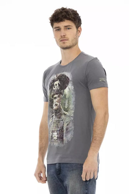 Camiseta de algodón gris Trussardi Action para hombre
