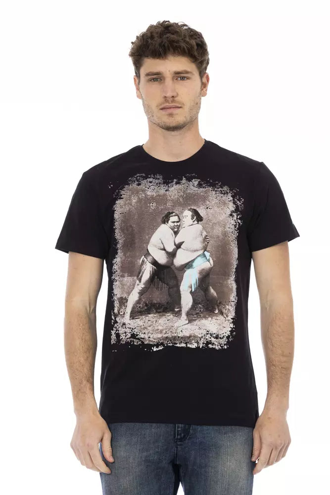Camiseta de algodón negra para hombre Trussardi Action