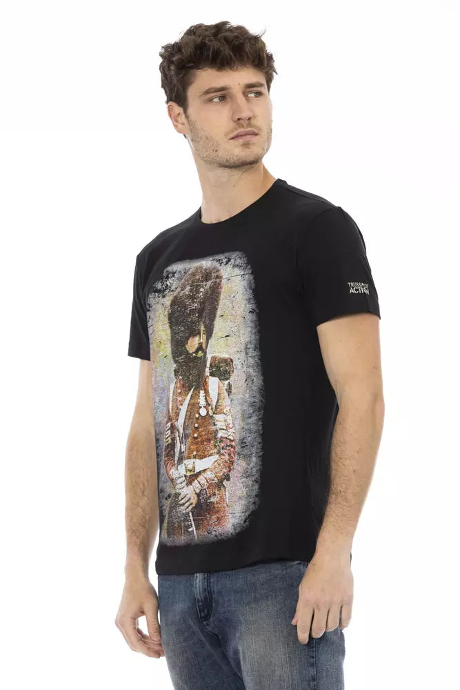 Camiseta de algodón negra para hombre Trussardi Action