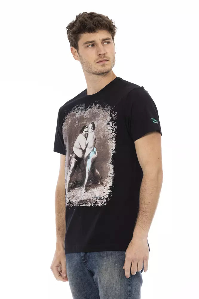 Camiseta de algodón negra para hombre Trussardi Action