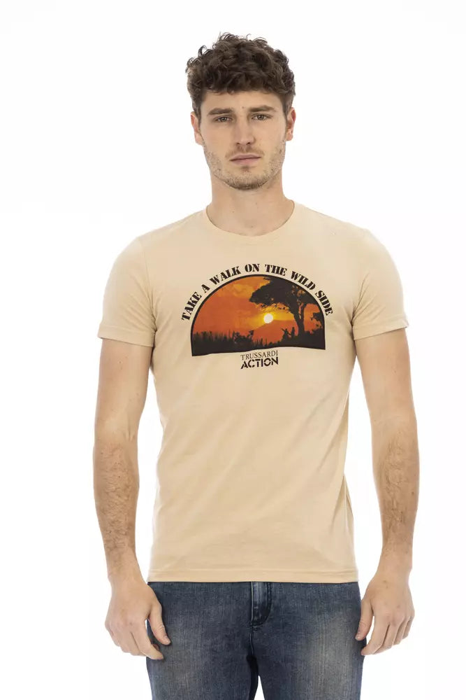 Camiseta de algodón beige para hombre Trussardi Action