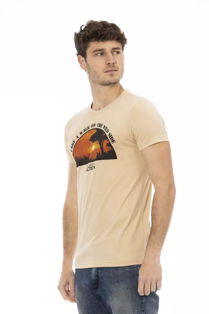 Camiseta de algodón beige para hombre Trussardi Action