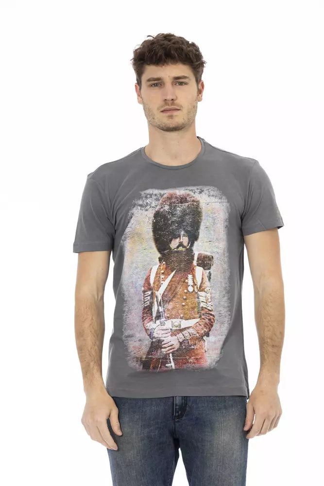 Camiseta de algodón gris Trussardi Action para hombre