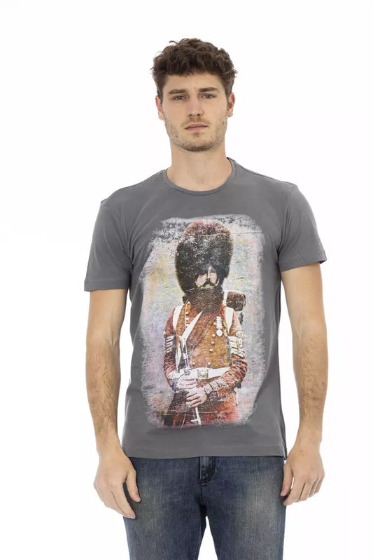 Camiseta de algodón gris Trussardi Action para hombre