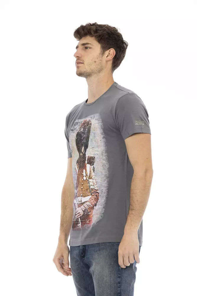 Camiseta de algodón gris Trussardi Action para hombre
