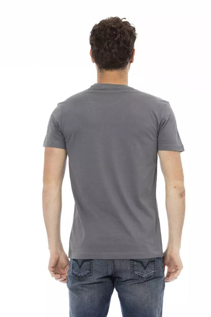 Camiseta de algodón gris Trussardi Action para hombre