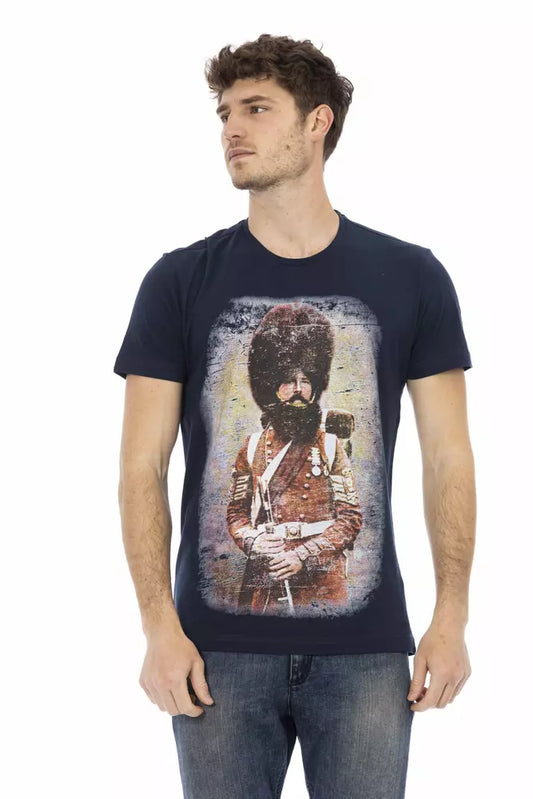 Camiseta de algodón azul Trussardi Action para hombre