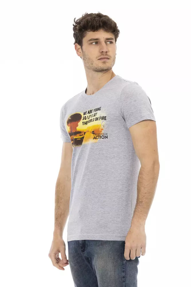Camiseta de algodón gris Trussardi Action para hombre