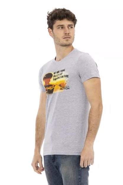 Camiseta de algodón gris Trussardi Action para hombre