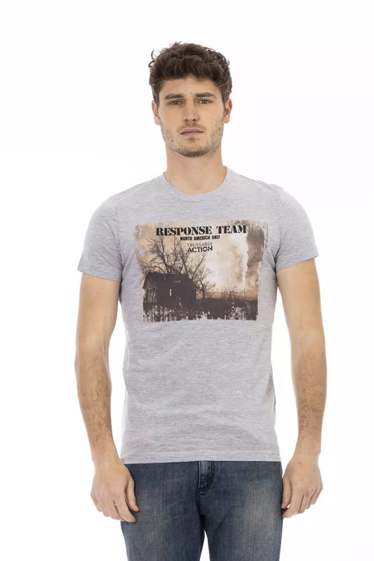 Camiseta de algodón gris Trussardi Action para hombre