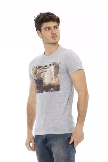 Camiseta de algodón gris Trussardi Action para hombre