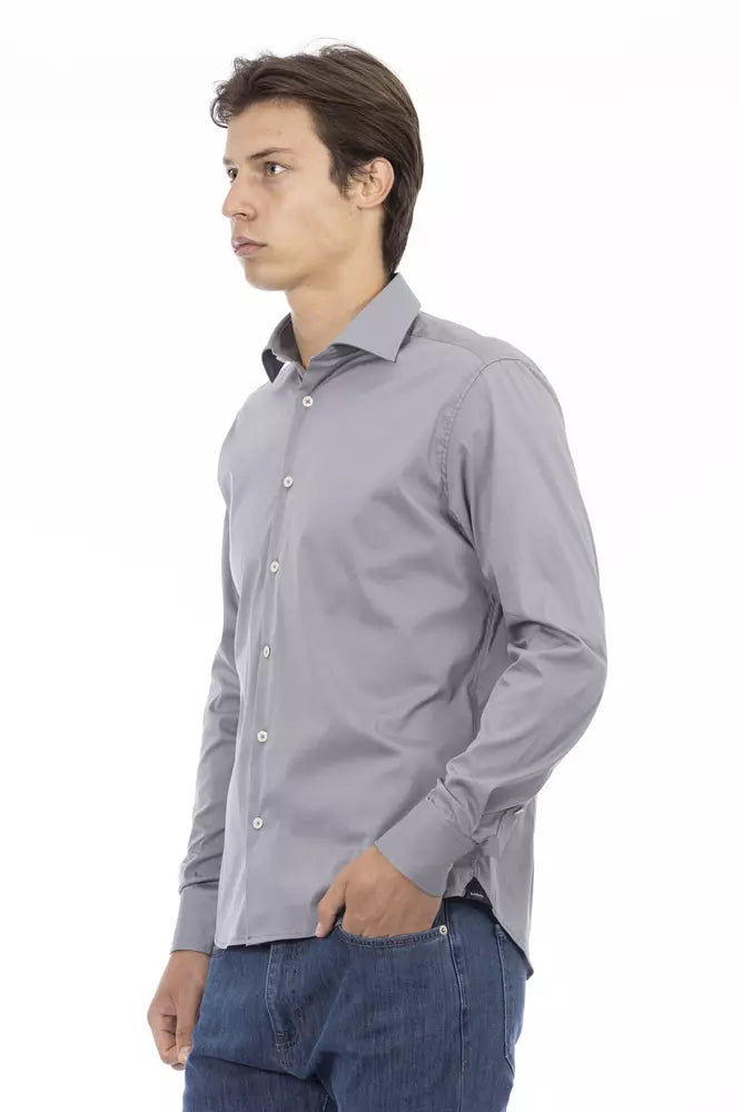 Baldinini Trend Gray Cotton Men Shirt