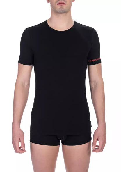 Camiseta de algodón negra para hombre de Bikkembergs