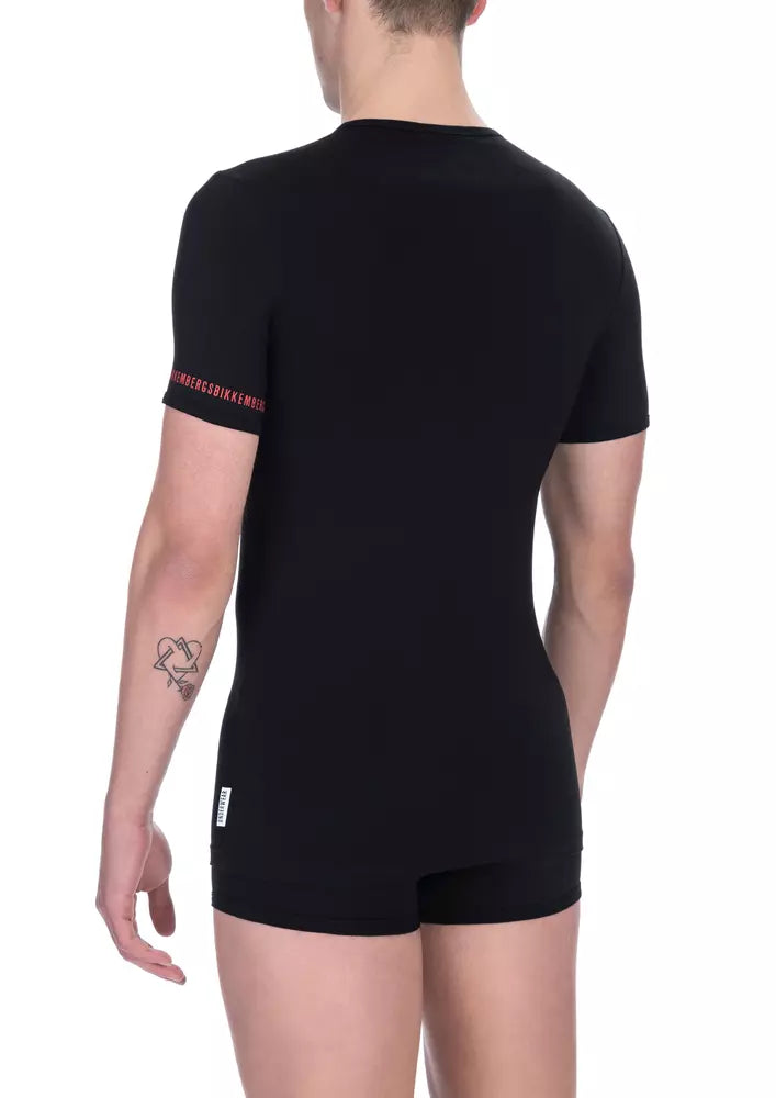 Camiseta de algodón negra para hombre de Bikkembergs