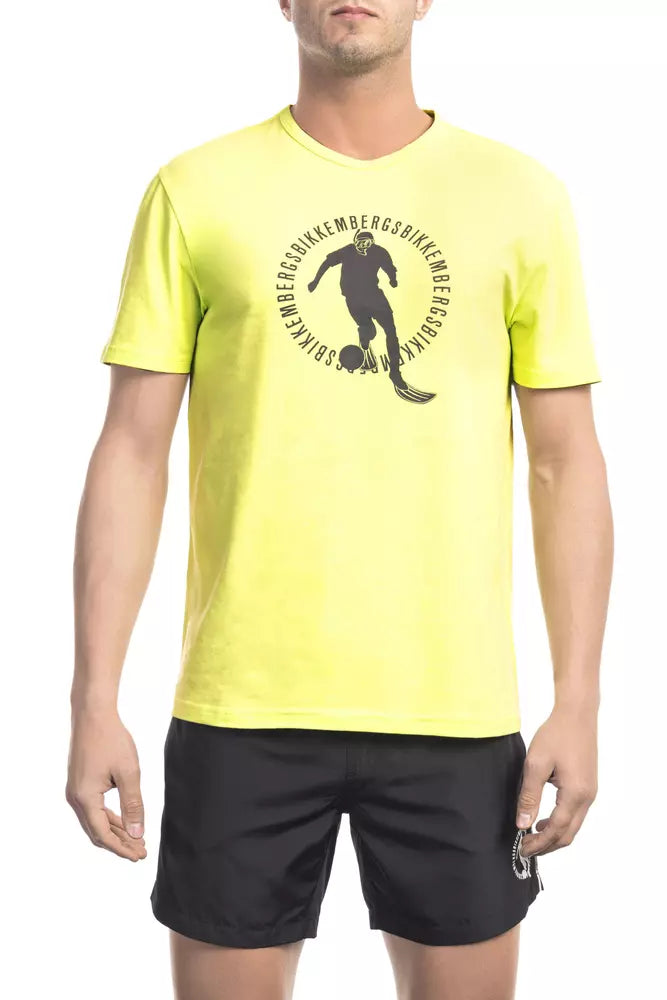 Camiseta de algodón amarilla para hombre de Bikkembergs