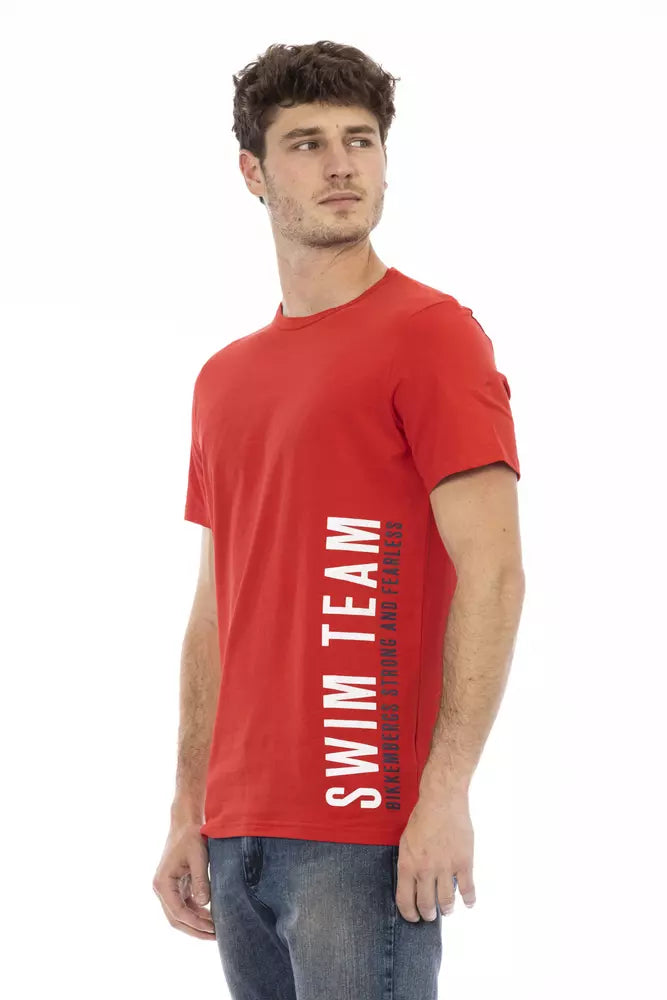 Camiseta de algodón roja Bikkembergs para hombre