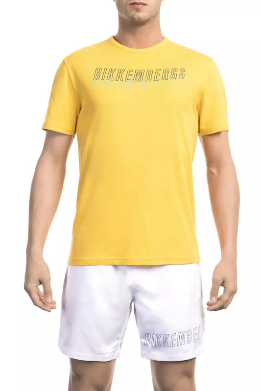 Camiseta de algodón amarilla para hombre de Bikkembergs