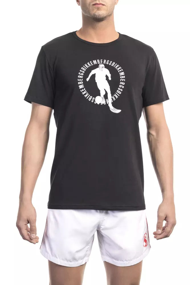 Camiseta de algodón negra para hombre de Bikkembergs