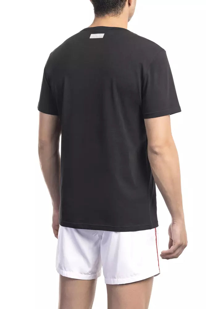 Camiseta de algodón negra para hombre de Bikkembergs