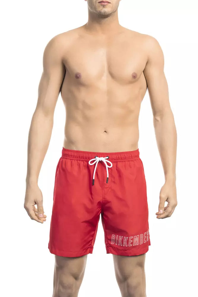 Bikkembergs Red Polyester Men Swim Short