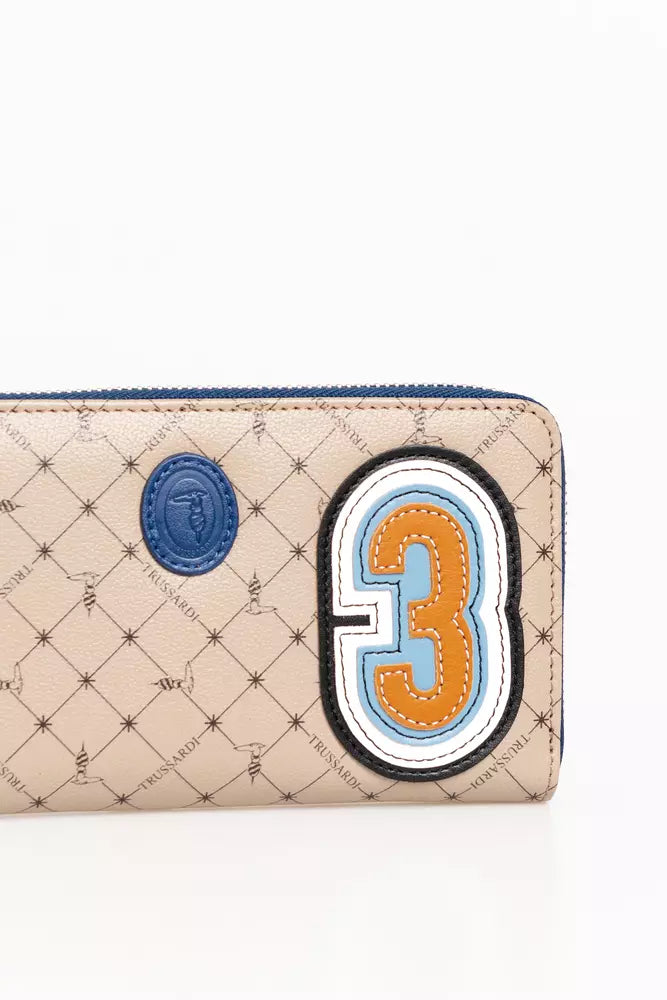 Cartera de hombre de piel beige Trussardi