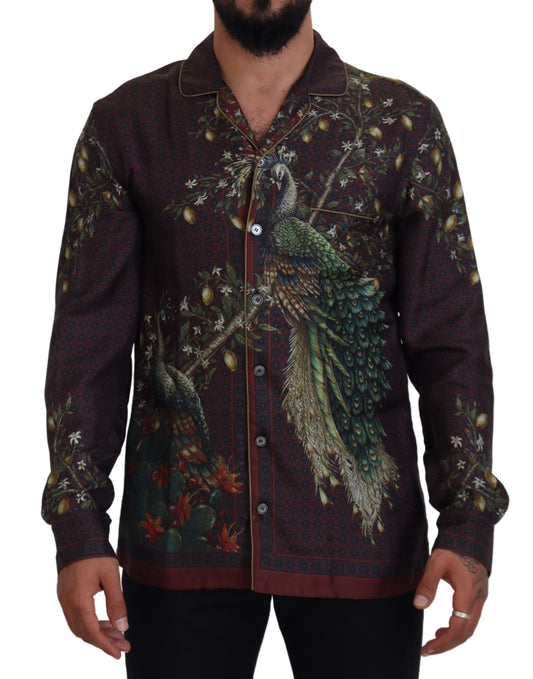 Camisa de pijama elegante de satén de seda para hombre de Dolce &amp; Gabbana