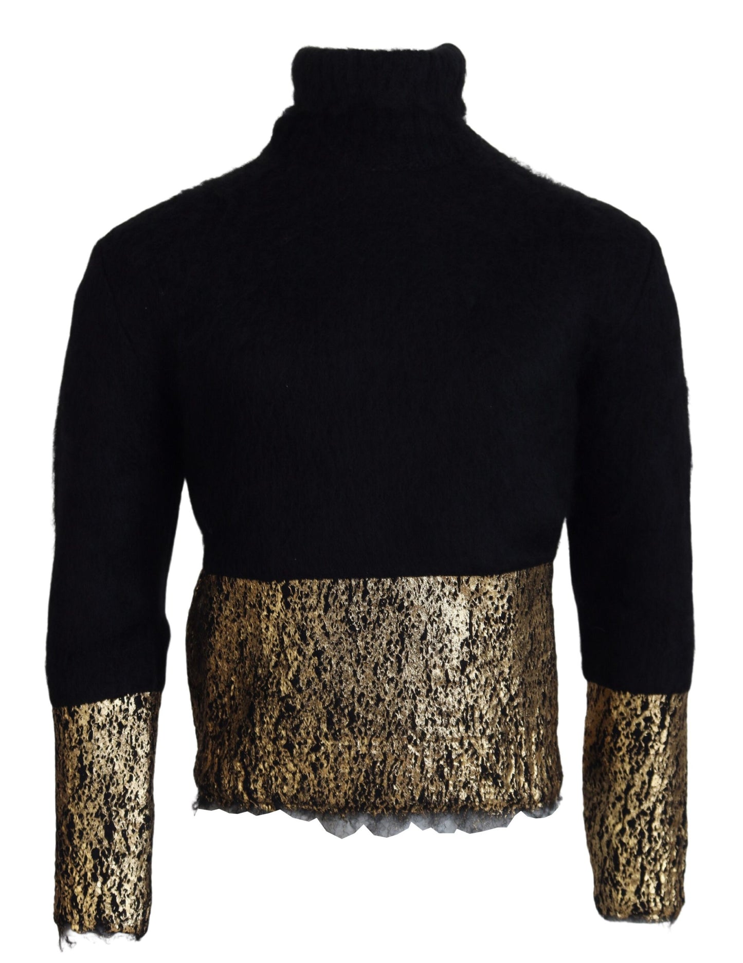 Impresionante jersey de cuello redondo en negro y dorado de Dolce &amp; Gabbana